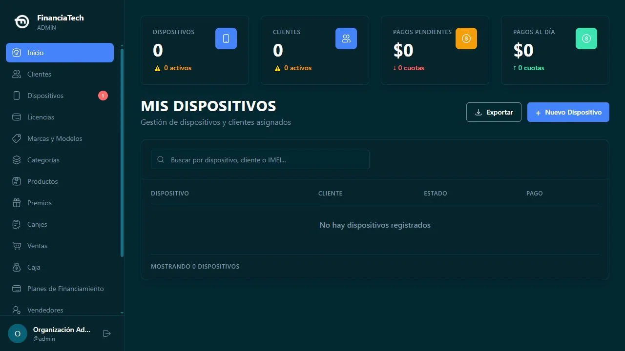 Dashboard operativo de FinanciaTech en producción