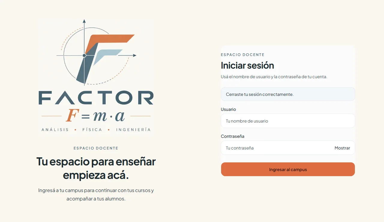 Pantalla de acceso al Campus de Fran