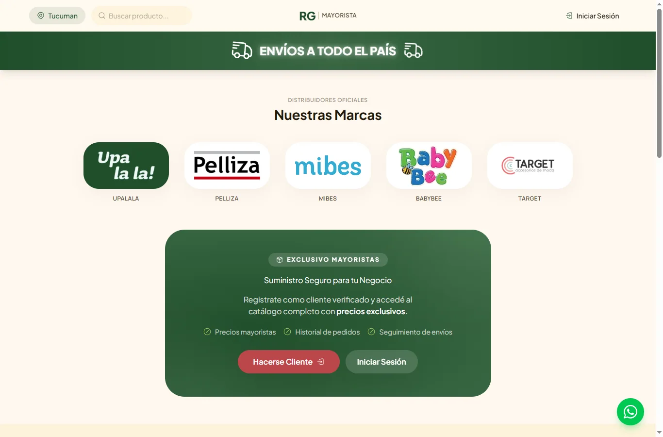 Portada pública de Distribuciones RG